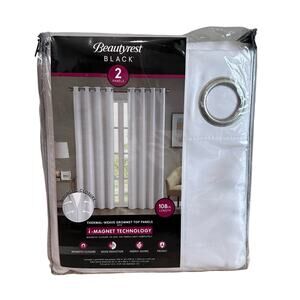 Beautyrest Black 108" Grommet Curtain Panels White